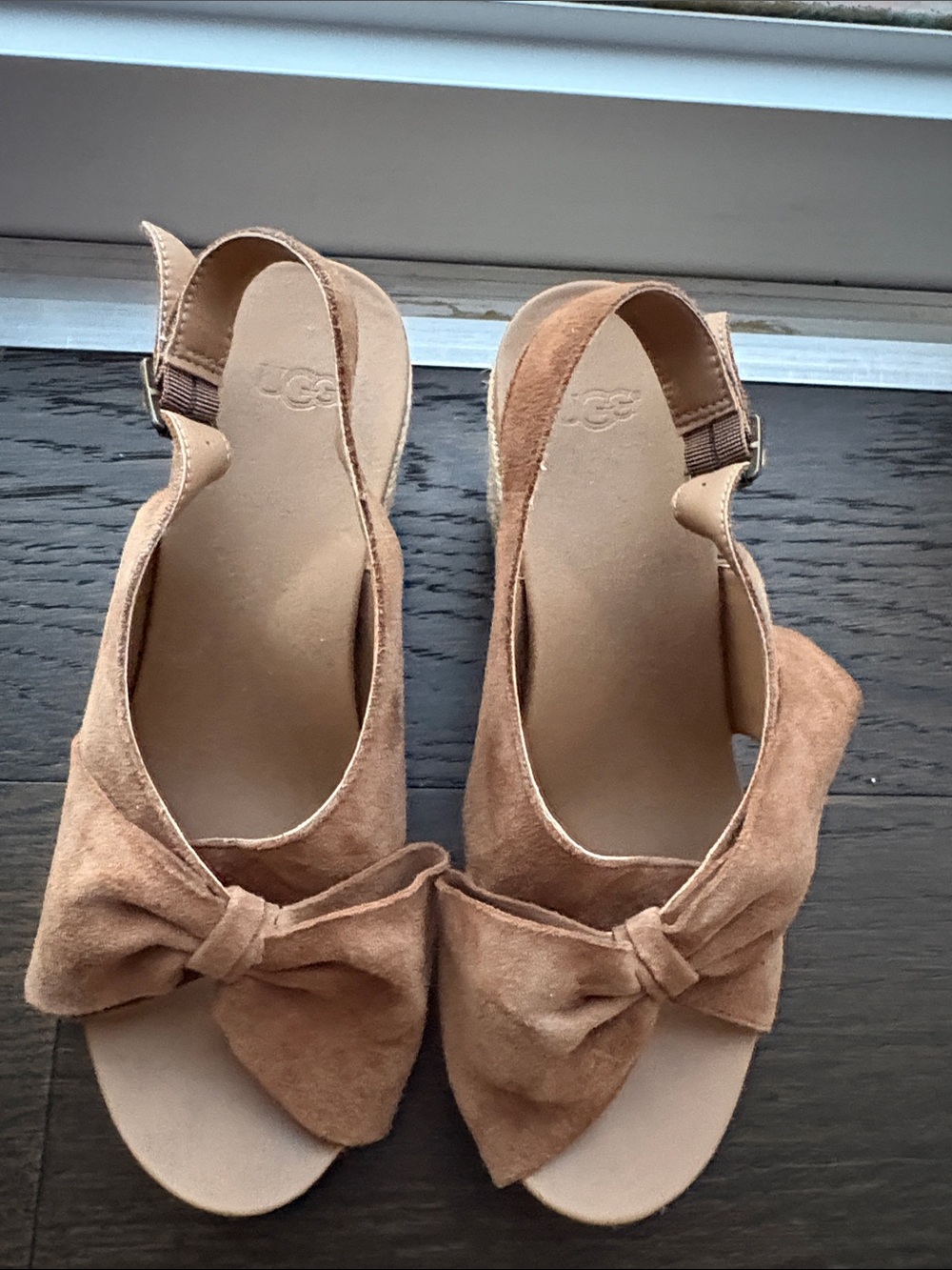UGG Women’s Tan Suede Bow Slingback Sandals